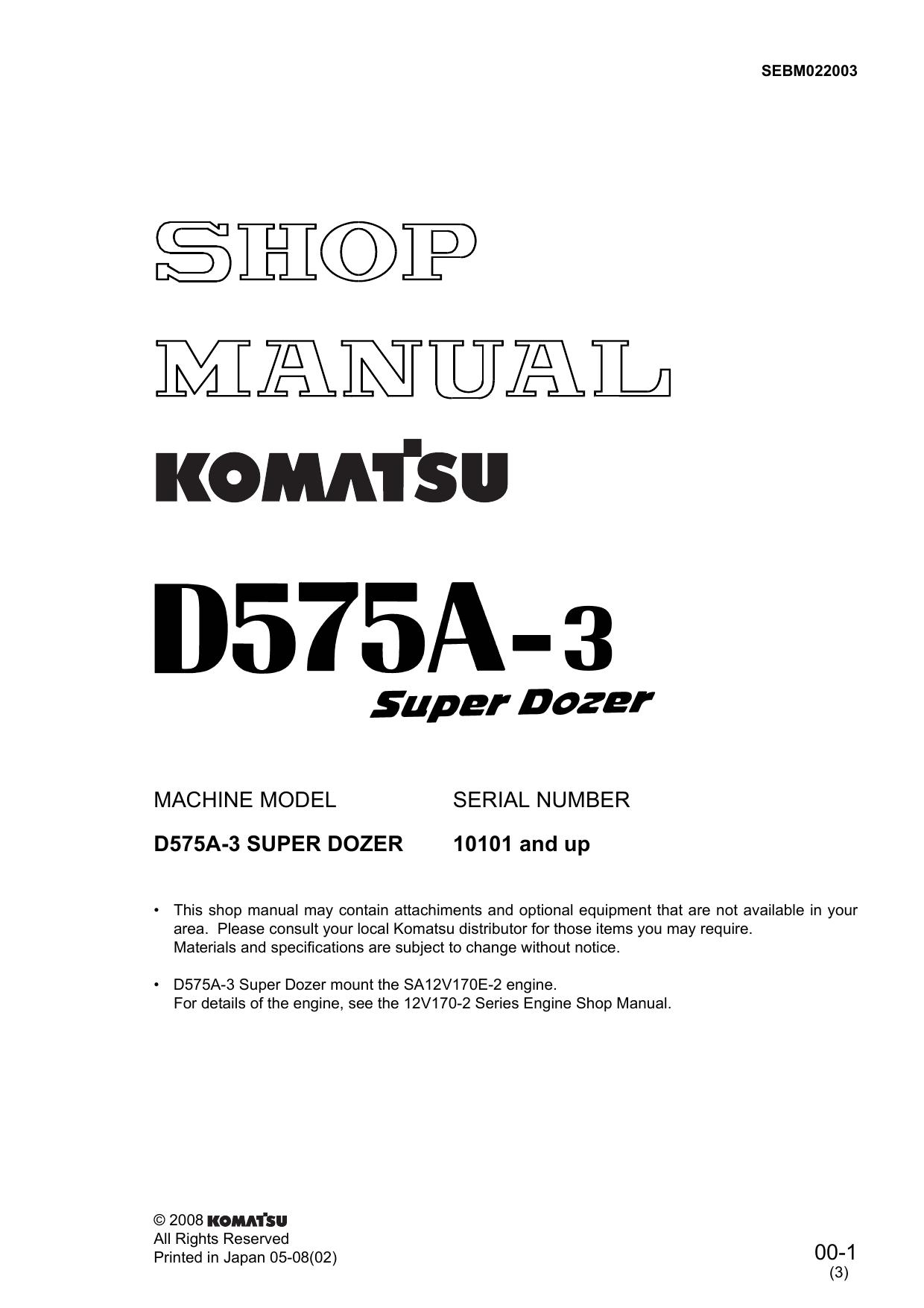 D575A-3 SUPER DOZER Shop Manual